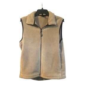 Woolrich Fleece Vest Womens Small Beige Zip Front Stand Collar Outdoor Casual